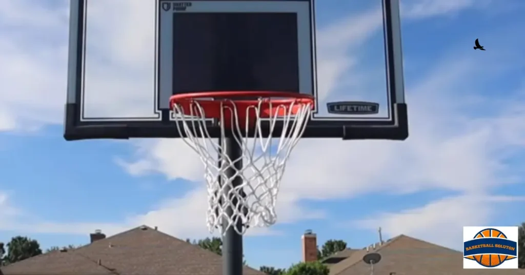 A basketball hoop made up of nylon and polsyter